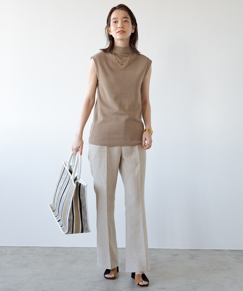 Loungedress ラウンジドレス センタープレス フレアパンツ グレー LOUNGEDRESS（ラウンジドレス）の「リネンフレアパンツ（その他