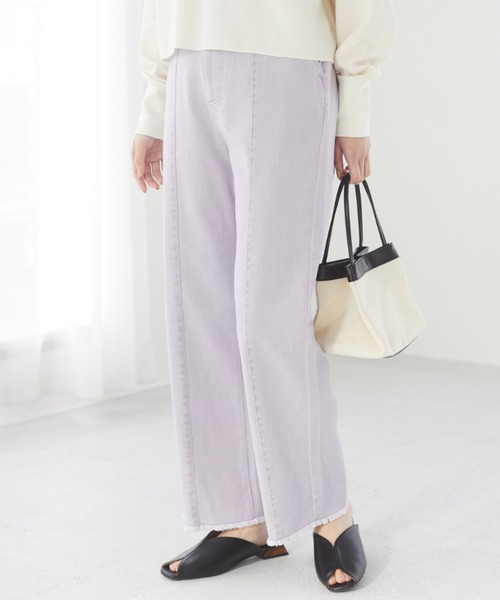 ELENCARE DUE(エレンカーレデュエ)の「・ELENCARE DUE ツイルセンターシームパンツ*(その他パンツ・レディース・ベージュ/グリーン/オフホワイト/ラベンダー・FREE)」の4枚目の写真