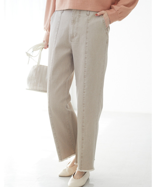 ELENCARE DUE(エレンカーレデュエ)の「・ELENCARE DUE ツイルセンターシームパンツ*(その他パンツ・レディース・ベージュ/グリーン/オフホワイト/ラベンダー・FREE)」の3枚目の写真