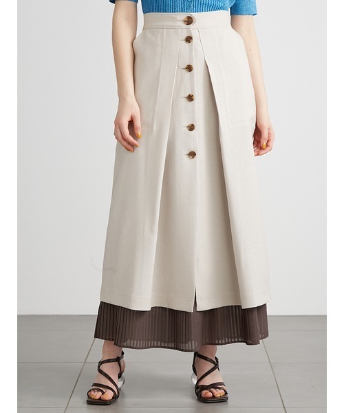 LILY BROWN（リリーブラウン）の「プリーツコンビタックスカート（スカート・レディース・アイボリー・0/1）」の4枚目の写真