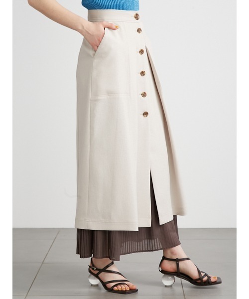 LILY BROWN（リリーブラウン）の「プリーツコンビタックスカート（スカート・レディース・アイボリー・0/1）」の6枚目の写真