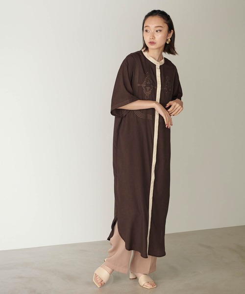 MARNI ハーフボタン シルク ワンピース / マルニ 半袖 スタンドカラー MARNI ハーフボタン シルク ワンピース / マルニ 半袖 スタンド