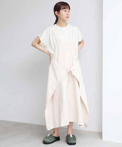 note et silence (ノートエシロンス)の「*◇C/Liツイル製品染 ジャンパースカート(ジャンパースカート・レディース・ホワイト/チャコールグレー/ライトカーキ・FREE)」の7枚目の写真