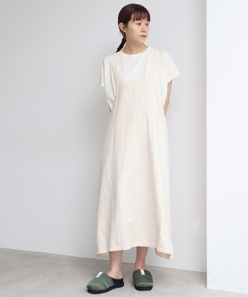 note et silence (ノートエシロンス)の「*◇C/Liツイル製品染 ジャンパースカート(ジャンパースカート・レディース・ホワイト/チャコールグレー/ライトカーキ・FREE)」の8枚目の写真