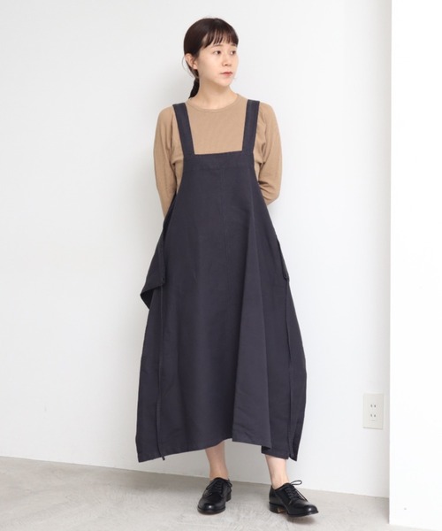 note et silence (ノートエシロンス)の「*◇C/Liツイル製品染 ジャンパースカート(ジャンパースカート・レディース・ホワイト/チャコールグレー/ライトカーキ・FREE)」の20枚目の写真