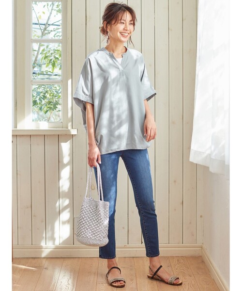 SHOO・LA・RUE（シューラルー）の「◆【SS-4L】裏面サラサラデニムスキニーパンツ（デニムパンツ・レディース・ブルー/ダークネイビー・10/01/02/03/04/05/06）」の9枚目の写真