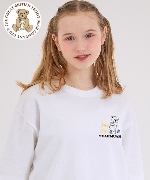 muahmuah（ムーアムーア）の「『muah muah/ムーアムーア』×『teddy bear/テディベア』Camping Muay Bear Short Sleeve T-Shirt/キャンプベアデザイン 半袖Tシャツ（Tシャツ/カットソー・レディース・ホワイト/ブラック/ネイビー/ピンク・FREE）」の13枚目の写真