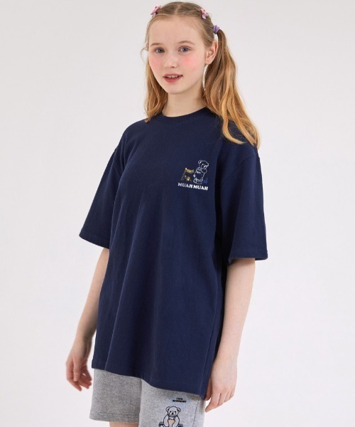muahmuah（ムーアムーア）の「『muah muah/ムーアムーア』×『teddy bear/テディベア』Camping Muay Bear Short Sleeve T-Shirt/キャンプベアデザイン 半袖Tシャツ（Tシャツ/カットソー・レディース・ホワイト/ブラック/ネイビー/ピンク・FREE）」の21枚目の写真