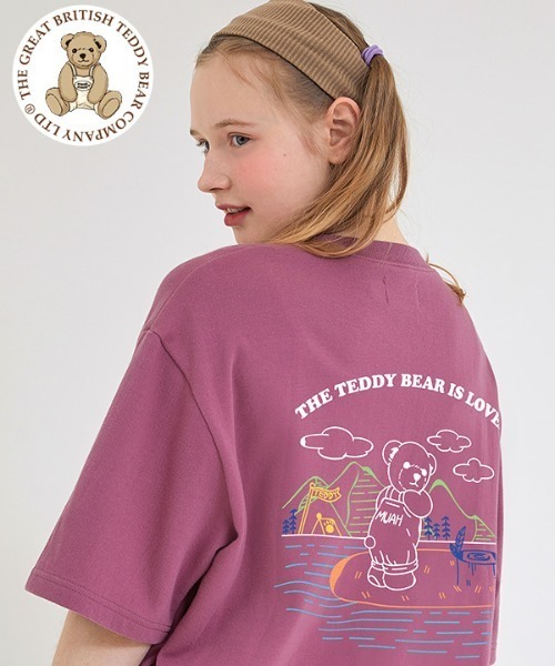 muahmuah（ムーアムーア）の「『muah muah/ムーアムーア』×『teddy bear/テディベア』Camping Muay Bear Short Sleeve T-Shirt/キャンプベアデザイン 半袖Tシャツ（Tシャツ/カットソー・レディース・ホワイト/ブラック/ネイビー/ピンク・FREE）」の11枚目の写真