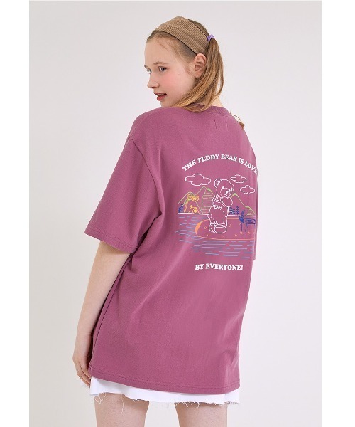 muahmuah（ムーアムーア）の「『muah muah/ムーアムーア』×『teddy bear/テディベア』Camping Muay Bear Short Sleeve T-Shirt/キャンプベアデザイン 半袖Tシャツ（Tシャツ/カットソー・レディース・ホワイト/ブラック/ネイビー/ピンク・FREE）」の22枚目の写真
