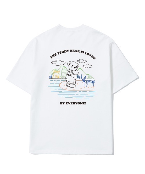 muahmuah（ムーアムーア）の「『muah muah/ムーアムーア』×『teddy bear/テディベア』Camping Muay Bear Short Sleeve T-Shirt/キャンプベアデザイン 半袖Tシャツ（Tシャツ/カットソー・レディース・ホワイト/ブラック/ネイビー/ピンク・FREE）」の19枚目の写真