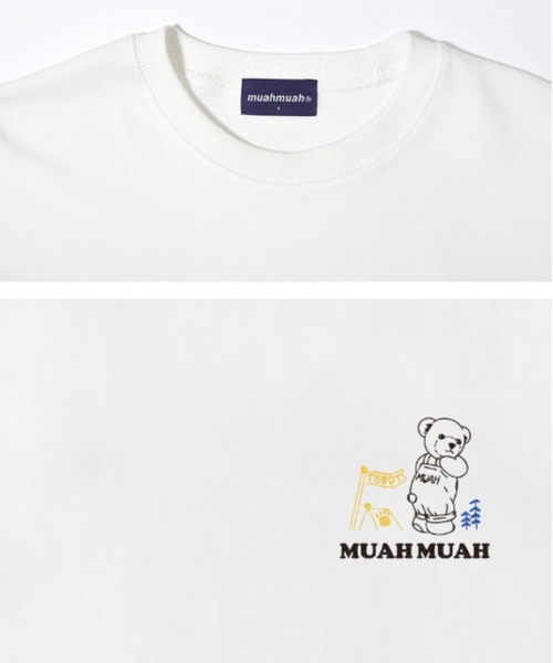 muahmuah（ムーアムーア）の「『muah muah/ムーアムーア』×『teddy bear/テディベア』Camping Muay Bear Short Sleeve T-Shirt/キャンプベアデザイン 半袖Tシャツ（Tシャツ/カットソー・レディース・ホワイト/ブラック/ネイビー/ピンク・FREE）」の8枚目の写真