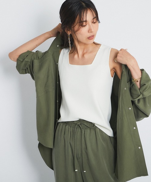 RIVE DROITE（リヴドロワ）の「クールタッチUVニットタンク（タンクトップ・レディース・オフホワイト/グレイッシュベージュ・FREE）」の2枚目の写真