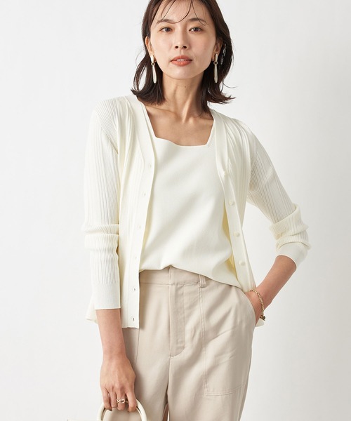 RIVE DROITE（リヴドロワ）の「クールタッチUVニットタンク（タンクトップ・レディース・オフホワイト/グレイッシュベージュ・FREE）」の9枚目の写真