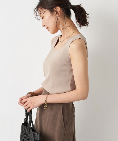 RIVE DROITE（リヴドロワ）の「クールタッチUVニットタンク（タンクトップ・レディース・オフホワイト/グレイッシュベージュ・FREE）」の19枚目の写真