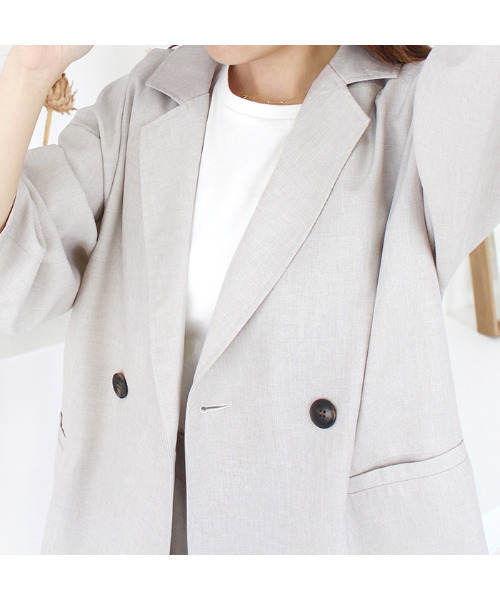 MODE ROBE（モードローブ）の「ハーフスリーブジャケット（テーラードジャケット・レディース・ベージュ/ブラウン・FREE）」の5枚目の写真