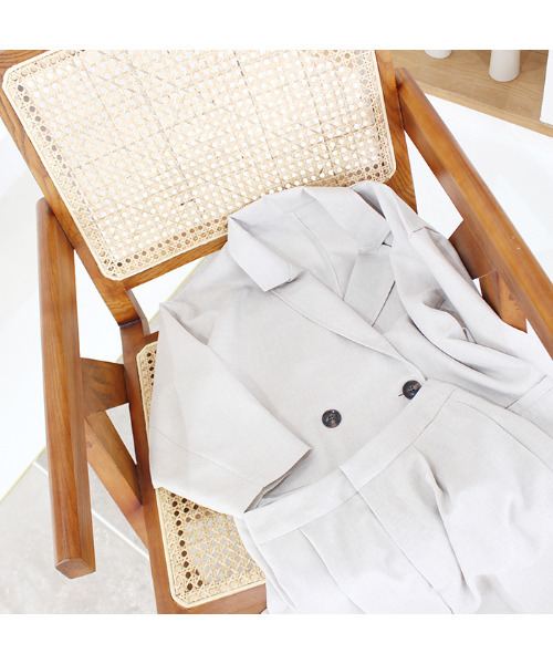 MODE ROBE（モードローブ）の「ハーフスリーブジャケット（テーラードジャケット・レディース・ベージュ/ブラウン・FREE）」の6枚目の写真