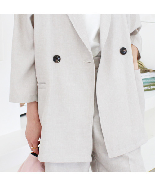 MODE ROBE（モードローブ）の「ハーフスリーブジャケット（テーラードジャケット・レディース・ベージュ/ブラウン・FREE）」の8枚目の写真