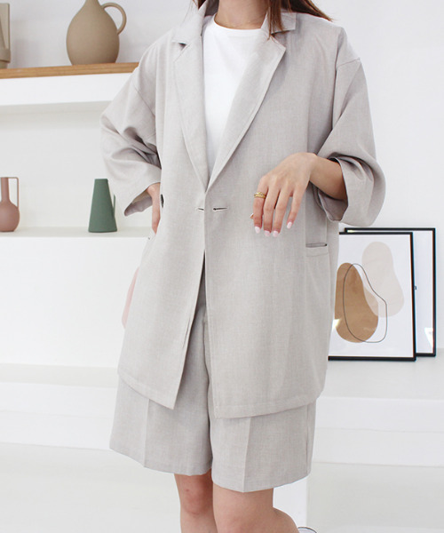 MODE ROBE（モードローブ）の「ハーフスリーブジャケット（テーラードジャケット・レディース・ベージュ/ブラウン・FREE）」の9枚目の写真