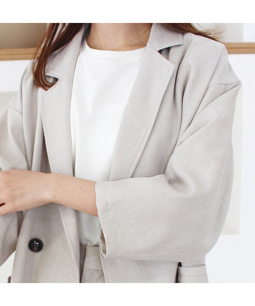 MODE ROBE（モードローブ）の「ハーフスリーブジャケット（テーラードジャケット・レディース・ベージュ/ブラウン・FREE）」の11枚目の写真