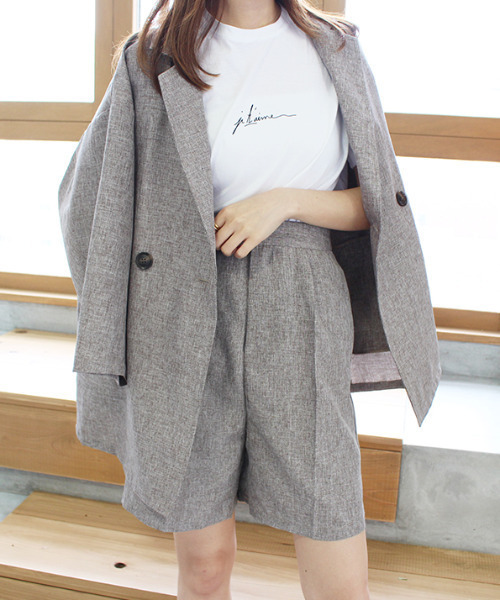 MODE ROBE（モードローブ）の「ハーフスリーブジャケット（テーラードジャケット・レディース・ベージュ/ブラウン・FREE）」の13枚目の写真