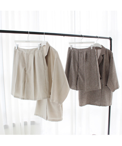 MODE ROBE（モードローブ）の「ハーフスリーブジャケット（テーラードジャケット・レディース・ベージュ/ブラウン・FREE）」の21枚目の写真