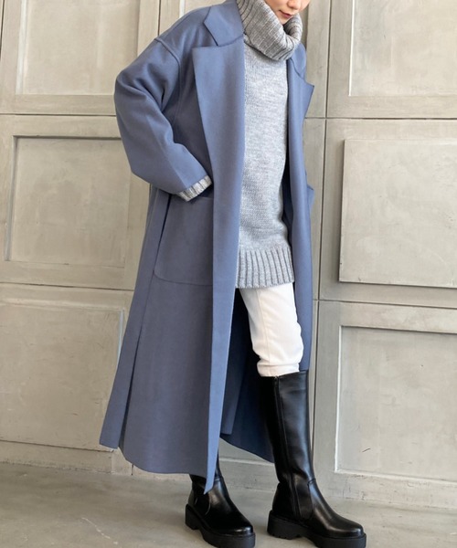 moment+（モーメントプラス）の「3G ビッグタートル ショート丈ニットプルオーバー（ニット/セーター・レディース・チャコールグレー/ブラック/パープル/ブラウン/オレンジ/グリーン/ライトグリーン/アイボリー/グレイッシュベージュ/杢グレー・FREE）」の18枚目の写真