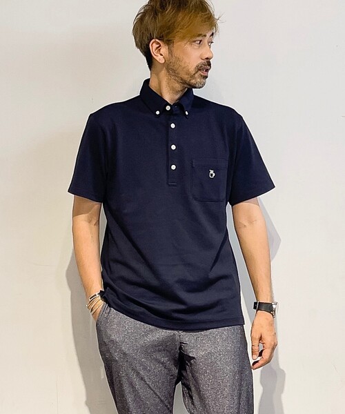 THE SHOP TK （ザ ショップ ティーケー ）の「◆【接触冷感】ボタンダウンポロシャツ（ポロシャツ・メンズ・ブラック/ネイビー/ダークネイビー・02/03/04）」の9枚目の写真