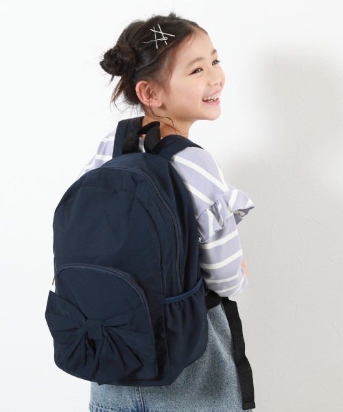 devirock(デビロック)の「リボンリュック(バックパック/リュック・キッズ・スモークピンク/ベージュ/ネイビー/パープル・S/M)」の3枚目の写真