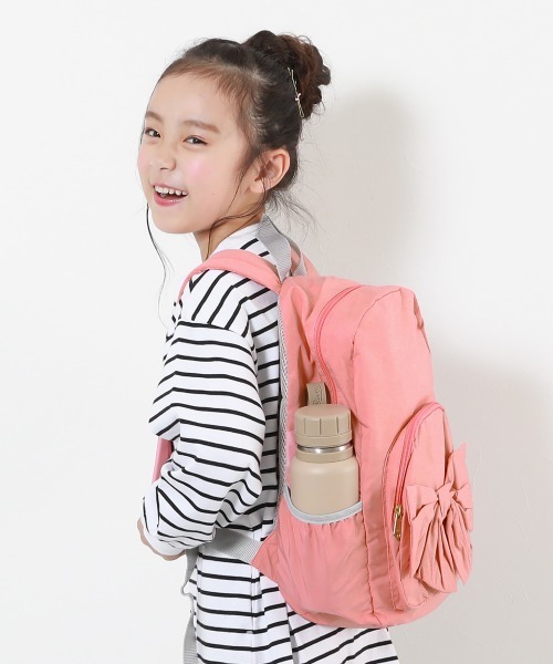 devirock(デビロック)の「リボンリュック(バックパック/リュック・キッズ・スモークピンク/ベージュ/ネイビー/パープル・S/M)」の4枚目の写真