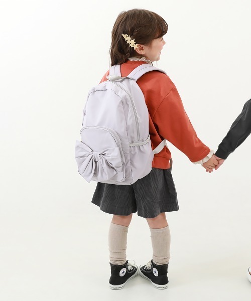 devirock(デビロック)の「リボンリュック(バックパック/リュック・キッズ・スモークピンク/ベージュ/ネイビー/パープル・S/M)」の13枚目の写真