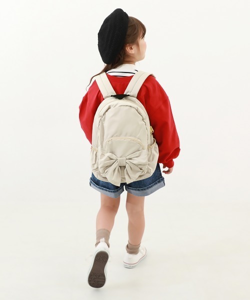 devirock(デビロック)の「リボンリュック(バックパック/リュック・キッズ・スモークピンク/ベージュ/ネイビー/パープル・S/M)」の12枚目の写真
