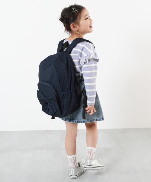 devirock(デビロック)の「リボンリュック(バックパック/リュック・キッズ・スモークピンク/ベージュ/ネイビー/パープル・S/M)」の14枚目の写真