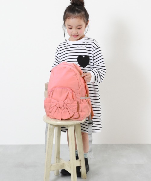devirock(デビロック)の「リボンリュック(バックパック/リュック・キッズ・スモークピンク/ベージュ/ネイビー/パープル・S/M)」の15枚目の写真