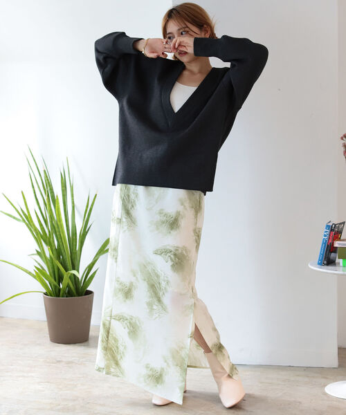 BeAMS DOT（ビームスドット）の「BeAMS DOT / マーブル柄 サイドスリットスカート（スカート・レディース・グリーン/ブラック・FREE）」の19枚目の写真