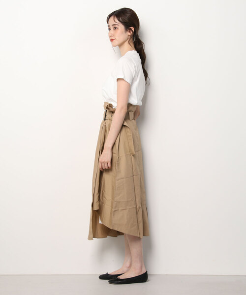 Arumlily（アロムリリィ）の「【Arumlily】タイプライターコンビカットソーワンピース（ワンピース・レディース・ベージュ・FREE）」の2枚目の写真