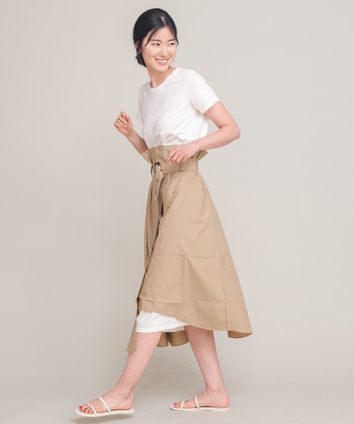 Arumlily（アロムリリィ）の「【Arumlily】タイプライターコンビカットソーワンピース（ワンピース・レディース・ベージュ・FREE）」の7枚目の写真