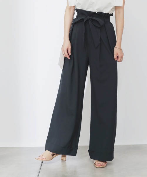COLONY 2139（コロニートゥーワンスリーナイン）の「リネンライクリボン付ワイドパンツ(ブラック・グリーン・ブルー)（その他パンツ・レディース・グリーン/ブラック/ブルー・LARGE/MEDIUM）」の2枚目の写真