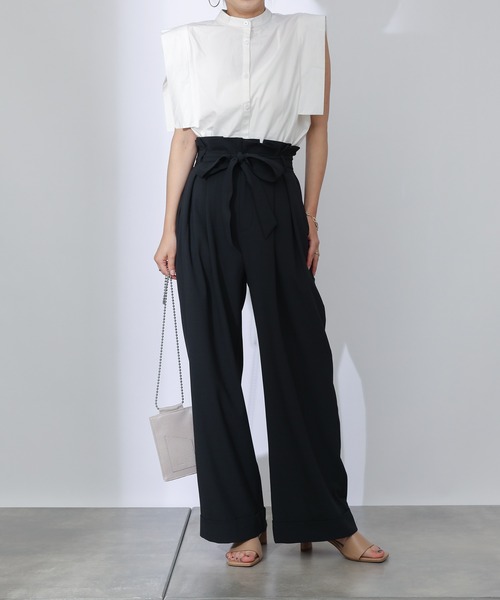 COLONY 2139（コロニートゥーワンスリーナイン）の「リネンライクリボン付ワイドパンツ(ブラック・グリーン・ブルー)（その他パンツ・レディース・グリーン/ブラック/ブルー・LARGE/MEDIUM）」の8枚目の写真