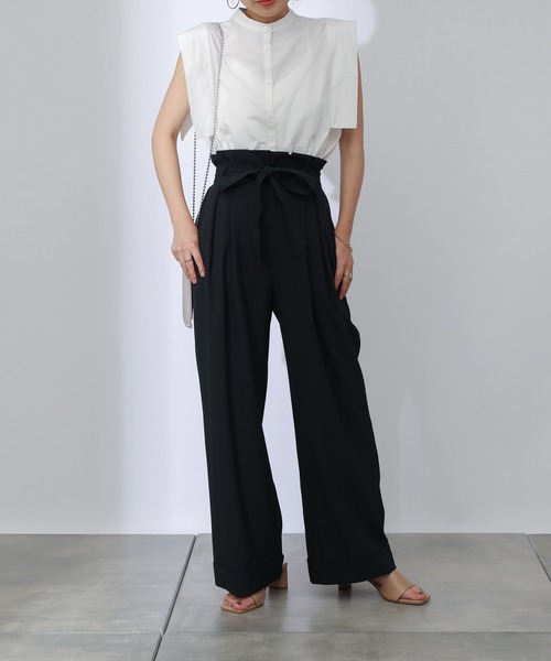 COLONY 2139（コロニートゥーワンスリーナイン）の「リネンライクリボン付ワイドパンツ(ブラック・グリーン・ブルー)（その他パンツ・レディース・グリーン/ブラック/ブルー・LARGE/MEDIUM）」の12枚目の写真