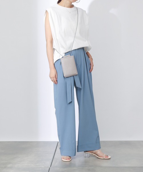 COLONY 2139（コロニートゥーワンスリーナイン）の「リネンライクリボン付ワイドパンツ(ブラック・グリーン・ブルー)（その他パンツ・レディース・グリーン/ブラック/ブルー・LARGE/MEDIUM）」の9枚目の写真