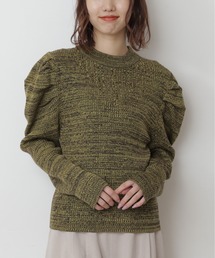 FREE'S MART | ◆ミックスネック編み地切替パフスリーブニット(ニット/セーター)