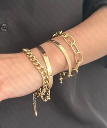 SILVER BULLET | 『SBLTR』ユニセックス デザインチェーンブレスレット 4点セット(ブレスレット)