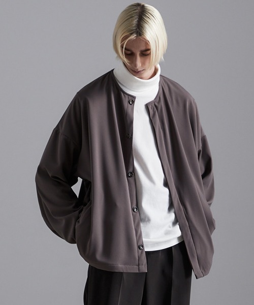 Loose/ルース（ルース）の「ドレープ ノーカラー比翼シャツカーディガン（カーディガン/ボレロ・メンズ・ブラック/ベージュ/パープル/ブラウン/ブルー・S/M/L）」の5枚目の写真