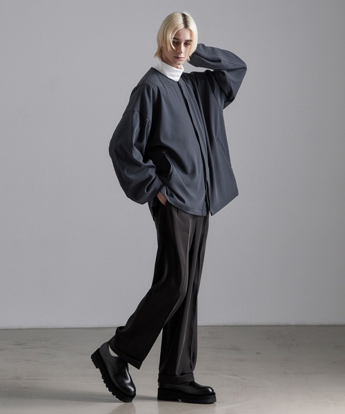 Loose/ルース（ルース）の「ドレープ ノーカラー比翼シャツカーディガン（カーディガン/ボレロ・メンズ・ブラック/ベージュ/パープル/ブラウン/ブルー・S/M/L）」の16枚目の写真