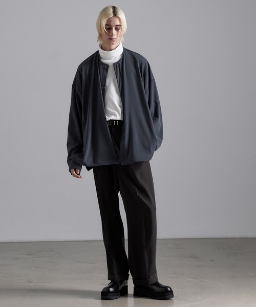 Loose/ルース（ルース）の「ドレープ ノーカラー比翼シャツカーディガン（カーディガン/ボレロ・メンズ・ブラック/ベージュ/パープル/ブラウン/ブルー・S/M/L）」の19枚目の写真