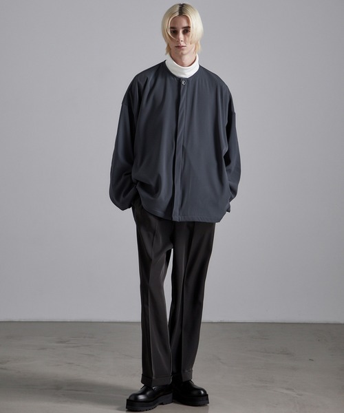 Loose/ルース（ルース）の「ドレープ ノーカラー比翼シャツカーディガン（カーディガン/ボレロ・メンズ・ブラック/ベージュ/パープル/ブラウン/ブルー・S/M/L）」の21枚目の写真