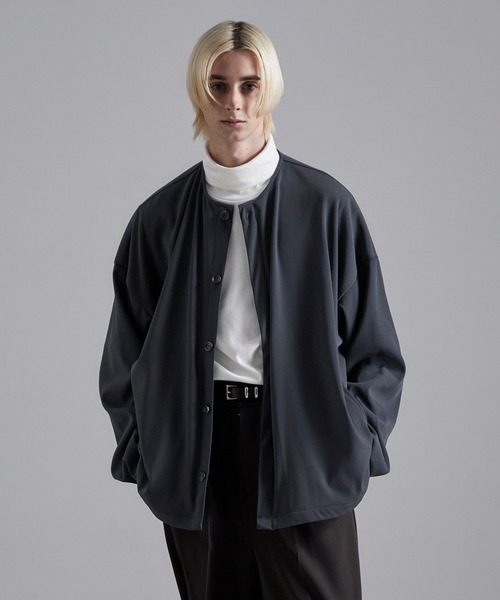 Loose/ルース（ルース）の「ドレープ ノーカラー比翼シャツカーディガン（カーディガン/ボレロ・メンズ・ブラック/ベージュ/パープル/ブラウン/ブルー・S/M/L）」の15枚目の写真