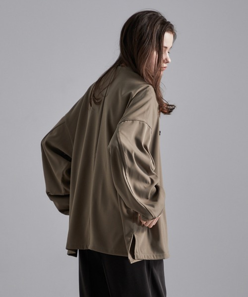 Loose/ルース（ルース）の「ドレープ ノーカラー比翼シャツカーディガン（カーディガン/ボレロ・メンズ・ブラック/ベージュ/パープル/ブラウン/ブルー・S/M/L）」の7枚目の写真