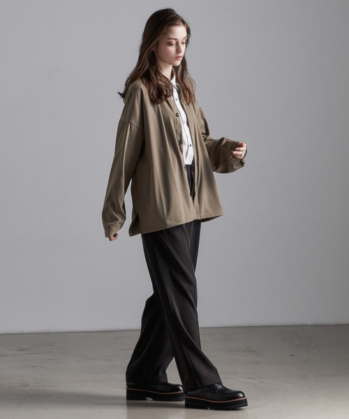 Loose/ルース（ルース）の「ドレープ ノーカラー比翼シャツカーディガン（カーディガン/ボレロ・メンズ・ブラック/ベージュ/パープル/ブラウン/ブルー・S/M/L）」の9枚目の写真